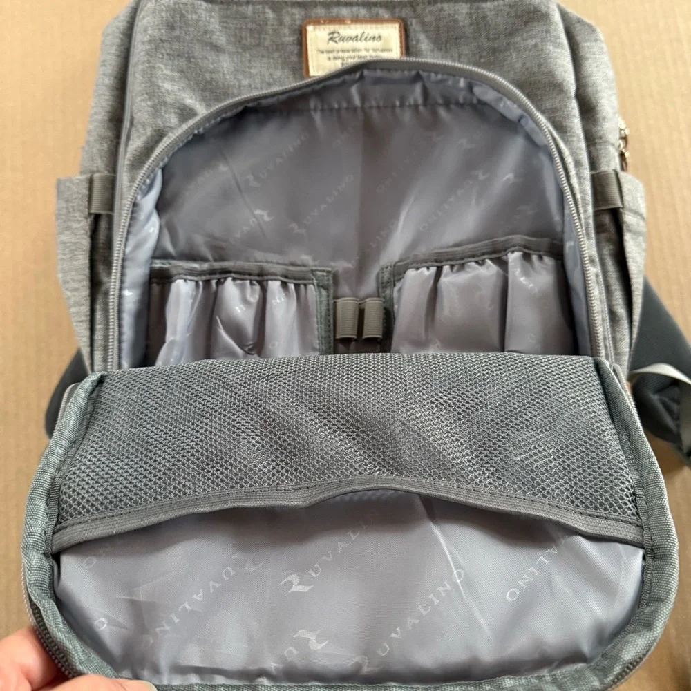 Ruvalino Gray Diaper Backpack Bag